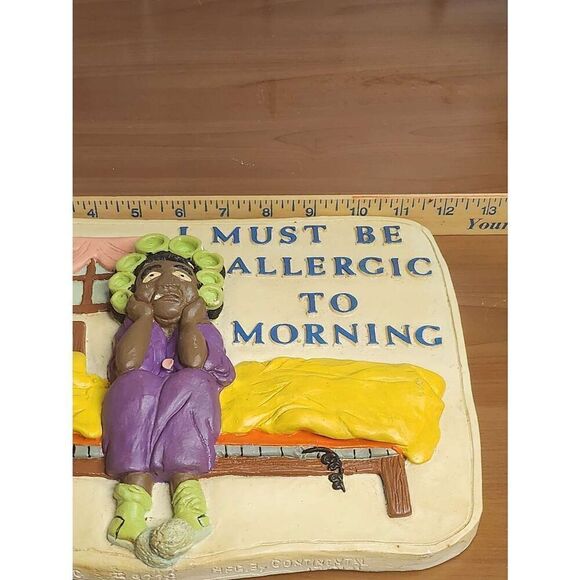 Vintage 3d Picture Plaque I Must Be Allergic To Mornings 12 X 9" - Picture 9 of 11